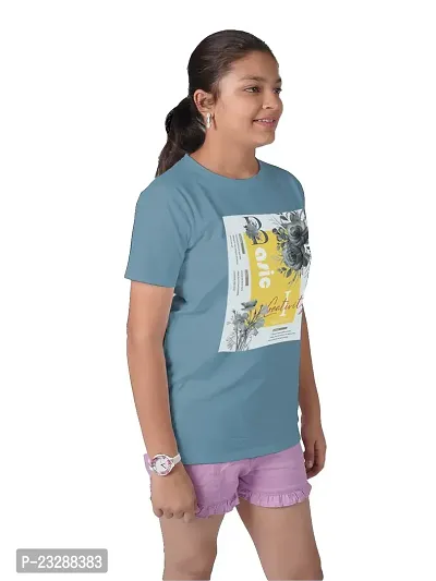 Rad prix Teen Girls Light Blue Printed Crew Neck T-Shirt
