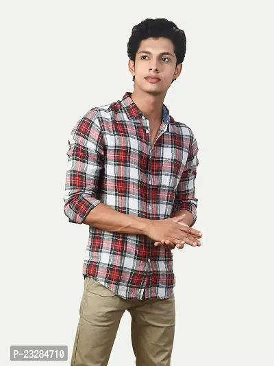 Rad prix Men Red Checked Regular Fit Casual Cotton Shirt-thumb2