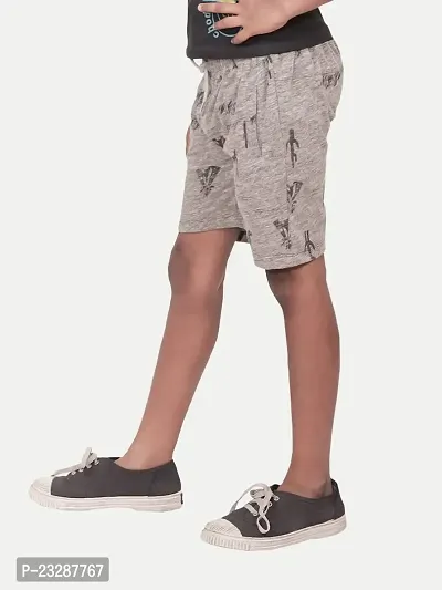 Rad prix Teen Boys Grey Melange Printed Shorts-thumb2