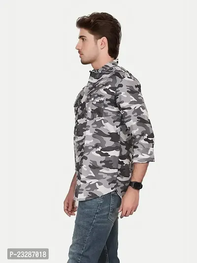 Rad prix Men Grey Camouflage Full Sleeve Shirt-thumb2