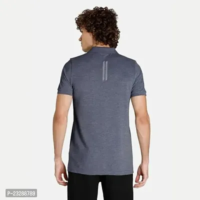 Rad prix Men Basic Grey Polyester Polo Collared T-Shirt-thumb5