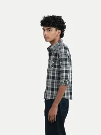 Boys Black Checked Cotton Shirts-thumb2