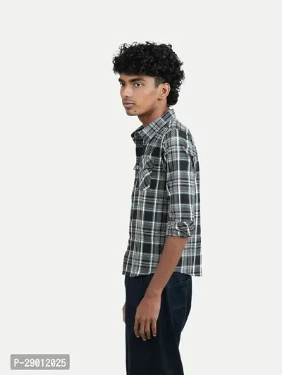 Boys Black Checked Cotton Shirts-thumb3