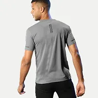 Rad prix Men Grey Polyester Active Crew Neck T-Shirt-thumb4