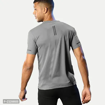 Rad prix Men Grey Polyester Active Crew Neck T-Shirt-thumb5