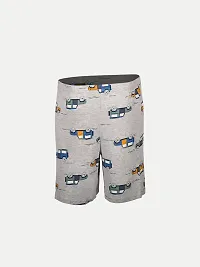 Teen Boys Grey Melange Printed Shorts-thumb3