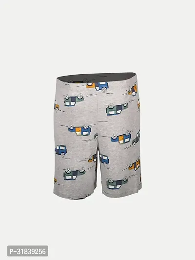 Teen Boys Grey Melange Printed Shorts-thumb4