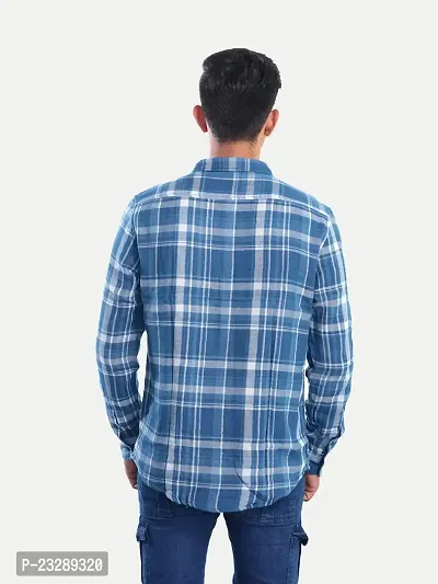 Rad prix Men Blue Checked Regular Fit Casual Cotton Shirt-thumb4