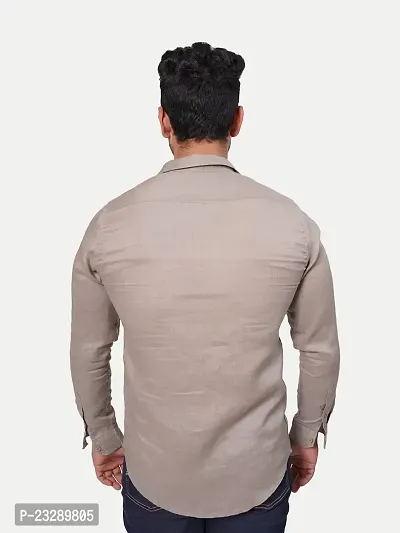 Rad prix Men's Casual Plain Regular Fit Cotton Full Sleeves Shirt (Size-XL,Beige)-thumb4