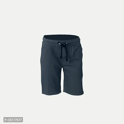 Elegant Grey Cotton Solid Shorts For Boys