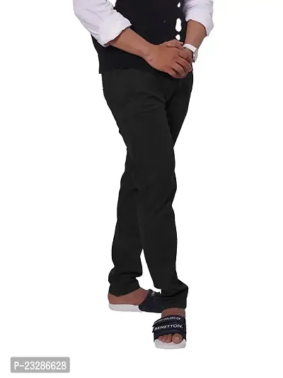 Rad prix Mens Black Solid Chinos Trousers