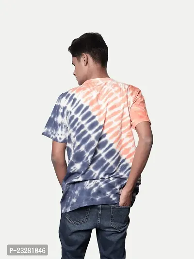 Rad prix Men Blue Tie and Dye Printed Cotton T-Shirt-thumb4