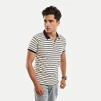 Stylish Multicoloured Striped Cotton Polos For Men-thumb2