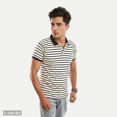 Stylish Multicoloured Striped Cotton Polos For Men-thumb3