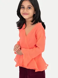 Girls Orange Ruffled Top-thumb2