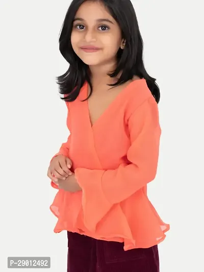 Girls Orange Ruffled Top-thumb3