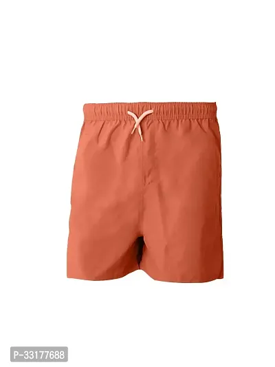 Elegant Peach Cotton Solid Shorts For Boys