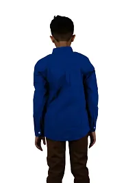 Boys Solid Royal Blue Cotton Shirts-thumb1