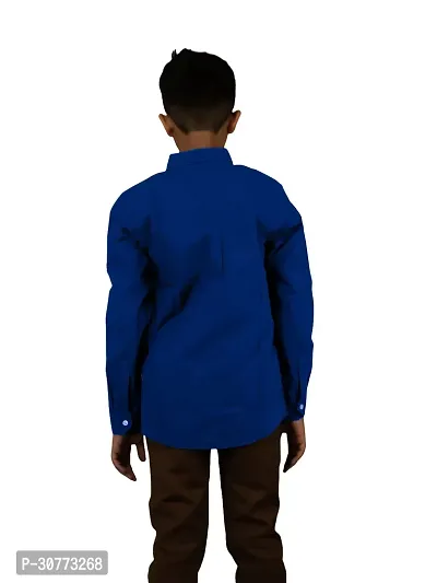 Boys Solid Royal Blue Cotton Shirts-thumb2