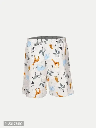 Elegant White Cotton Printed Shorts For Boys-thumb4