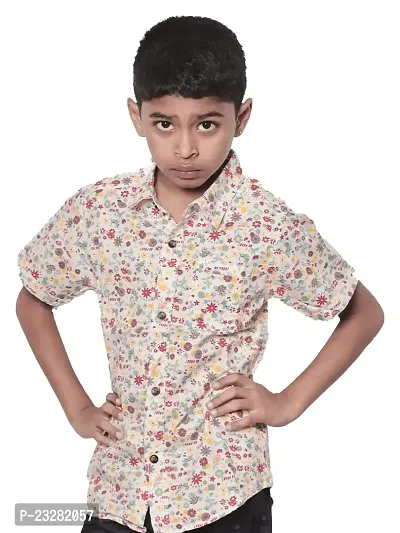 Teen Boys Floral Printed Woven Shirt- Red Colour