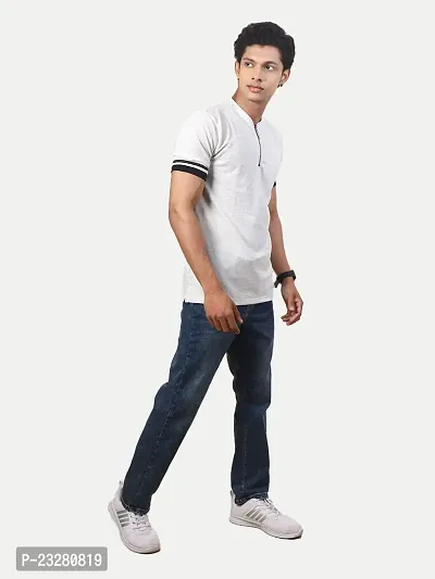 Rad prix Men Solid Tees Henley Neck- Ecru Colour-thumb3