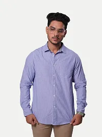 Rad prix Men All-Over Lilac Striped Textured Classic Cotton Shirt-thumb1