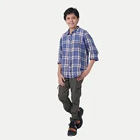 Rad prix Teen Boys Blue Tartan Checked Cotton Shirt-thumb2