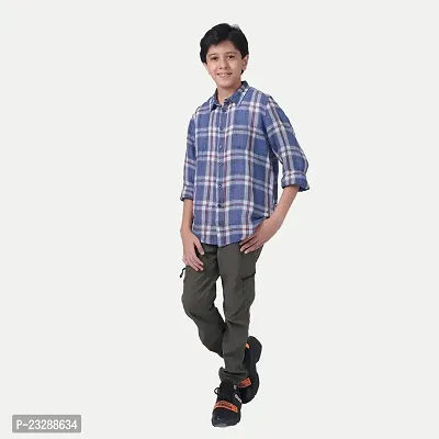 Rad prix Teen Boys Blue Tartan Checked Cotton Shirt-thumb3