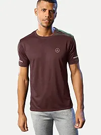 Rad prix Men Solid Maroon Polyester Casual Loose T-Shirt-thumb1