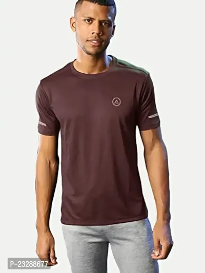 Rad prix Men Solid Maroon Polyester Casual Loose T-Shirt-thumb2