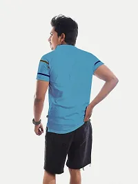 Rad prix Men Light Blue Contrast Tipping Slim Fit Polo T-Shirt-thumb3