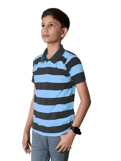 Rad prix Teen Boys Striper Polo Tees - Light Colour