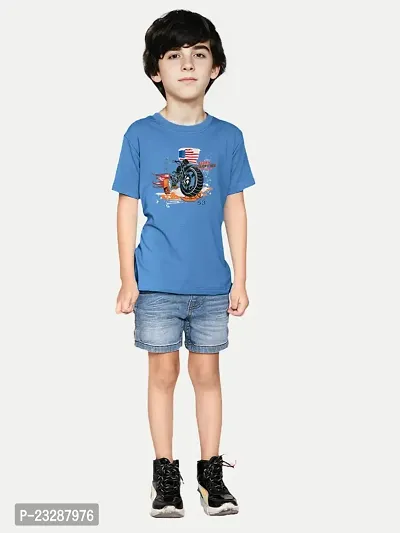 Rad prix Teen Boys Blue T-Shirt with Motorcycle Print-thumb3