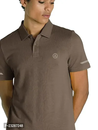 Men Basic Brown Polyester Polo T-Shirt-thumb0