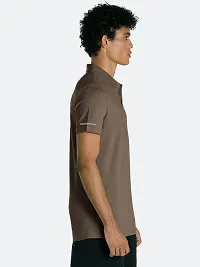 Men Basic Brown Polyester Polo T-Shirt-thumb1