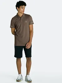 Men Basic Brown Polyester Polo T-Shirt-thumb2