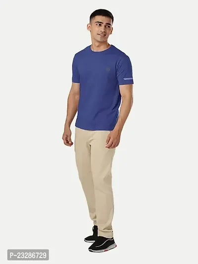 Rad prix Men Blue Polyester Active Crew Neck T-Shirt-thumb2