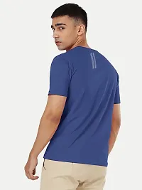 Rad prix Men Blue Polyester Active Crew Neck T-Shirt-thumb3