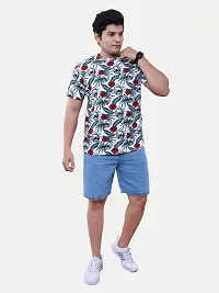 Men All-Over Red Floral Printed Cotton Slim fit T-Shirt-thumb2