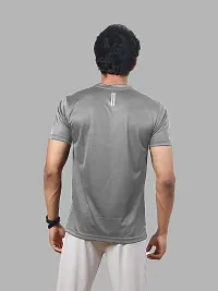 Rad prix Men Grey Polyester Active Crew Neck T-Shirt-thumb3