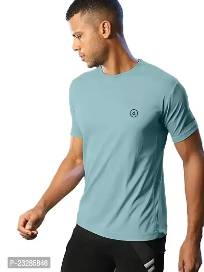Rad prix Men Turquoise Blue Regular Fit Sports T-Shirt-thumb0