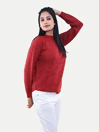 Women Red Lurex Pullover-thumb2