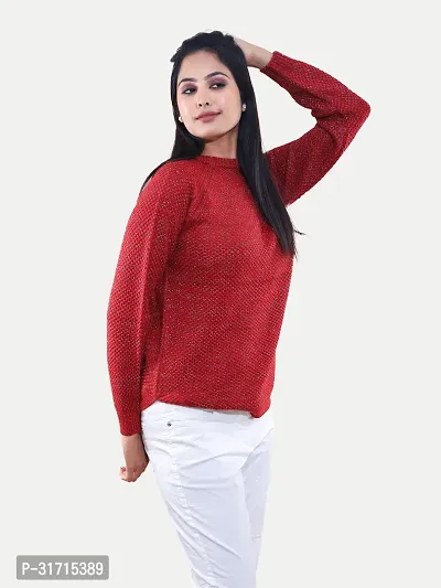 Women Red Lurex Pullover-thumb3