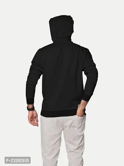 Rad prix Men Solid Black Cotton Sweatshirt with Hoodie-thumb4