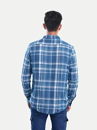 Rad prix Men Blue Checked Regular Fit Casual Cotton Shirt-thumb3