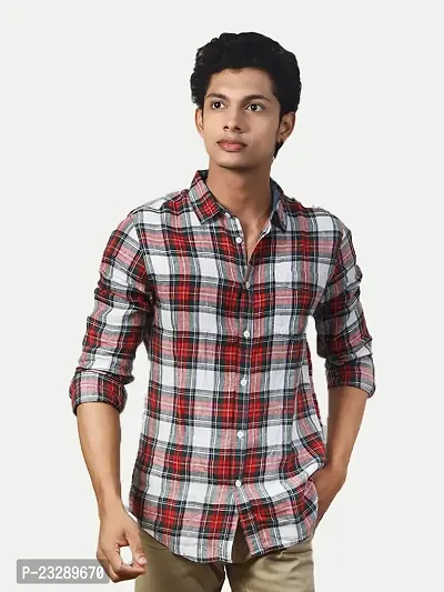 Rad prix Men Red Checked Regular Fit Casual Cotton Shirt-thumb3