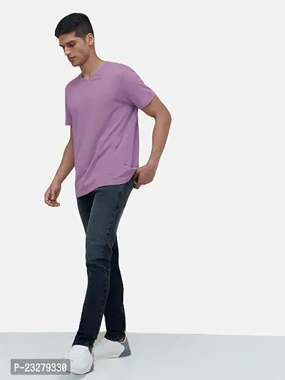 Rad prix Men Violet Cotton V-Neck T-Shirt-thumb2