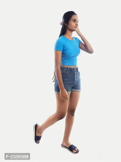 Rad prix Women Blue Cropped T Shirts-thumb3