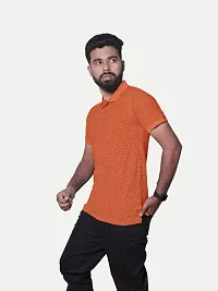 Rad prix Men Orange Ditsy Printed Polo T-Shirt-thumb1